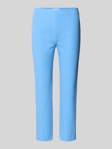 Produktfoto, Slim Fit Schlupfhose im 7/8-Design von Raffaello Rossi in hellem Blau, glatte Textur, elastischer Baumwoll-Mix, Damen
