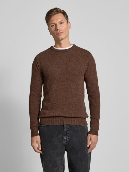 Blend Gebreide pullover met ribboorden, model 'BRANKO' Donkerbruin gemêleerd - 4