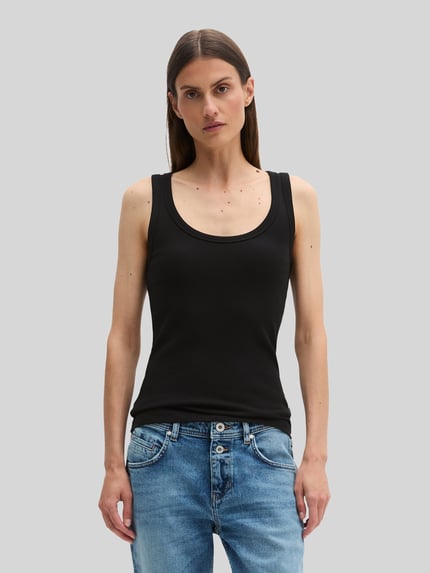Marc O'Polo Slim fit tanktop van katoenmix Zwart - 4