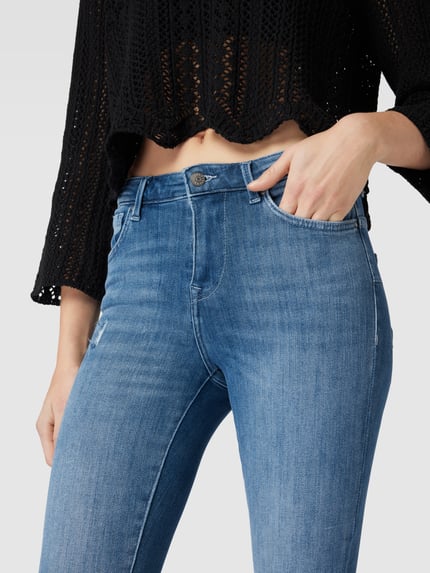 ONLY Skinny fit jeans in destroyed-look, model 'POWER' Jeansblauw - 3