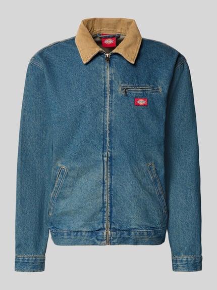 Productfoto, Jeansjacke mit Label-Detail und Reißverschluss van Dickies, blauwe denim, regular fit, kraag, rits, zakken, katoen, vooraanzicht