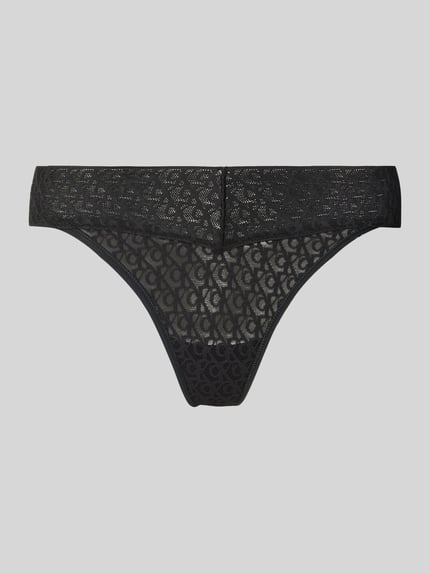 Calvin Klein Underwear String met kantgarnering Zwart - 1