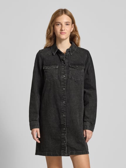 NOISY MAY® Jeansjurk met platte kraag, model 'NEW SIGNE' Zwart - 4