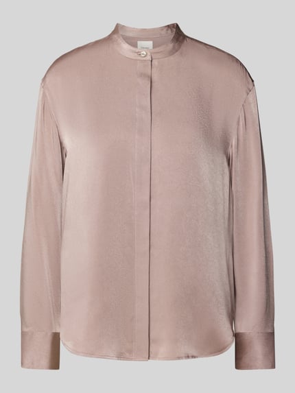 Productfoto, Relaxed Fit Bluse mit Stehkragen van Calvin Klein Womenswear, satijn, dames blouse met lange mouwen, ruglengte maat S 65 cm, mouwlengte maat S 57 cm