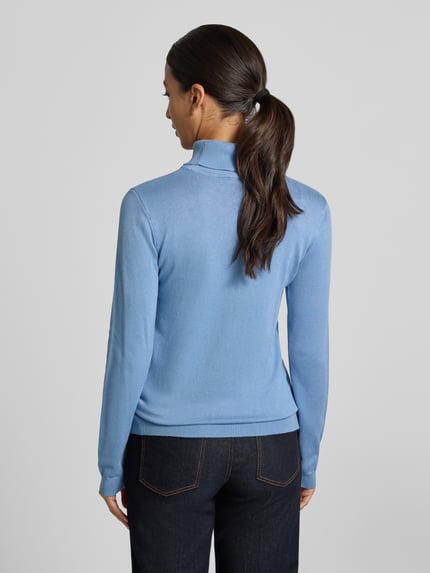 MORE & MORE Slim Fit Rollkragenpullover aus Viskose-Mix Rauchblau 5