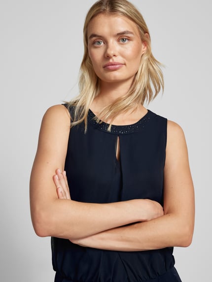 Vera Mont Jumpsuit mit Strasssteinbesatz Dunkelblau 3