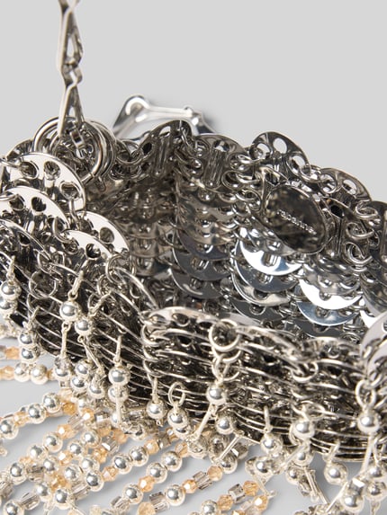 Rabanne Shoulder Bag mit Perlenbesatz Silber 4