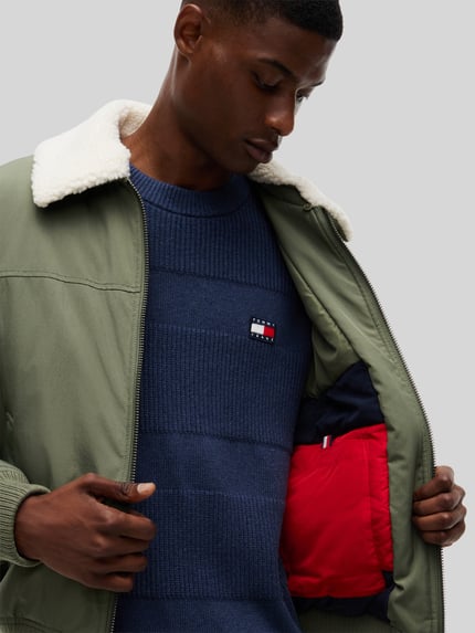 Tommy Jeans Regular Fit Bomberjacke mit abnehmbarem Teddy-Kragen Oliv 6