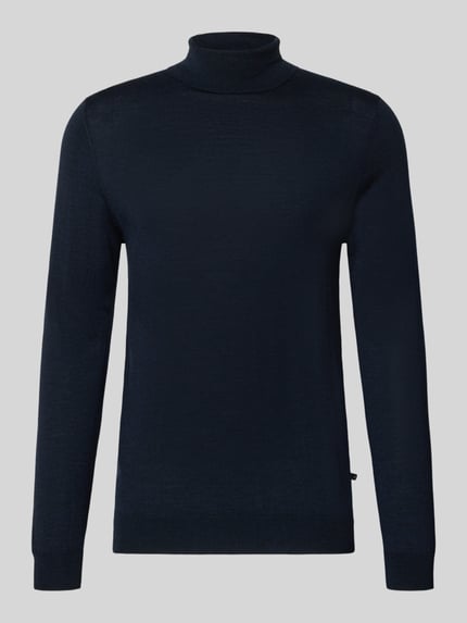 Produktfoto, Slim Fit Rollkragenpullover aus reiner Baumwolle von Matinique, Puur katoen, slim fit, geribde col en ribboorden, lange mouw, logolabel