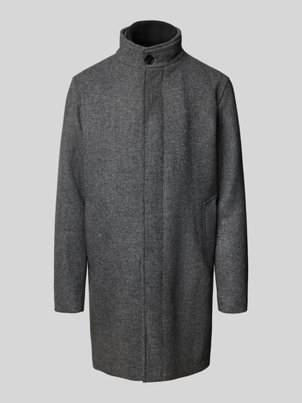 JACK & JONES Premium Mantel aus Woll-Mix mit Stehkragen und Eingrifftaschen Mittelgrau Melange 2