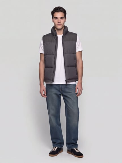 ONLY & SONS Steppweste mit hohem Stehkragen Graphit 1