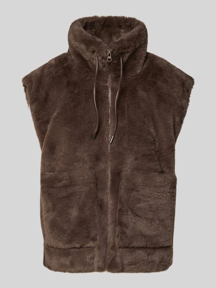 FREE/QUENT Gilet met opstaande kraag, model 'FONY' Taupe - 2