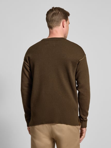 Scotch & Soda Regular fit gebreide pullover van mix van katoen en wol Donkerbruin - 5