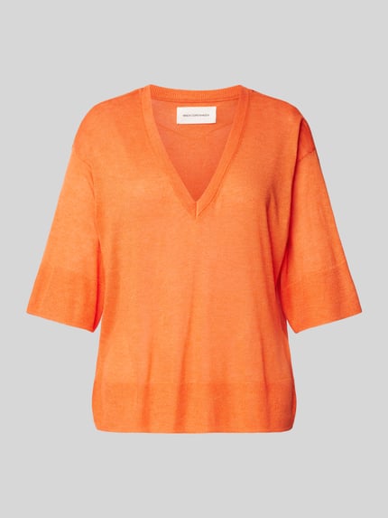 MSCH Copenhagen Loose Fit Strickshirt aus Viskose-Mix mit Leinen-Anteil Modell 'Kobra' Orange 2