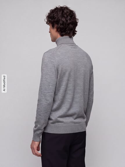 Jake*s Studio Men Regular Fit Rollkragenpullover aus reiner Wolle Hellgrau Melange 5