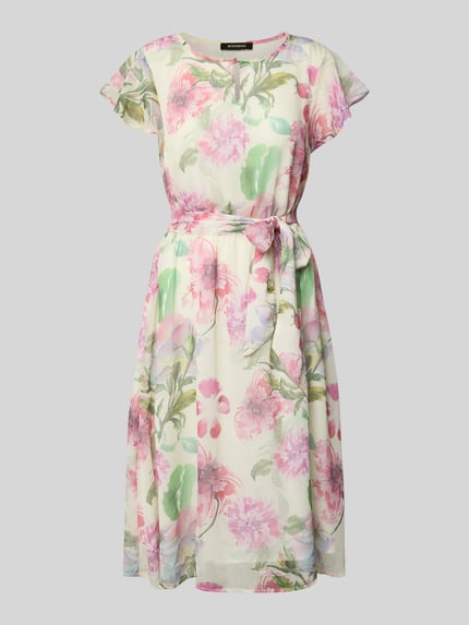 MORE & MORE Knielanges Kleid mit Bindegürtel Pink 2