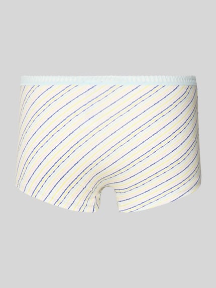 Produktfoto, Slim Fit Panties mit Logo-Print Modell 'Crush' im 3er-Pack von Sloggi, elastyczna mieszanka materiałów, krój slim fit, nadruk z logo, jasne kolory, paski diagonalne