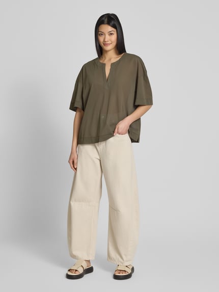 MM by Max Mara Relaxed fit blouse met tuniekkraag, model 'FIDATO' Olijfgroen - 1
