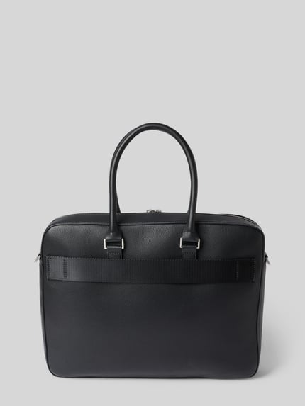 Produktfoto, Laptoptasche mit Logo-Detail von Lacoste in Schwarz, glatte Oberfläche, silberne Metallelemente, Herren Laptoptasche von Lacoste
