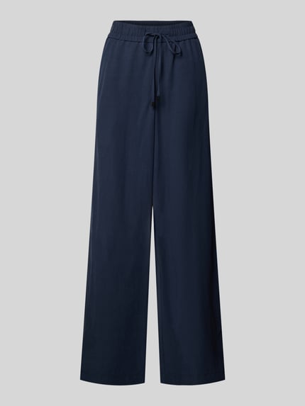 Produktfoto, Leinenhose mit elastischem Bund Modell 'Roma' od STEHMANN, czysty len, szerokie nogawki, szerokość w rozmiarze 36: 39 cm, długość wewnętrzna nogawki w rozmiarze 36: 81 cm, kolor granatowy, gładka tekstura