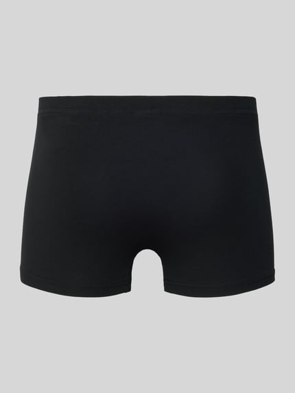 Produktfoto, Boxershorts mit Label-Detail im 3er-Pack von Götzburg Wäsche, schwarze Farbe, Baumwoll-Elasthan-Mix, körpernaher Schnitt, elastischer Bund