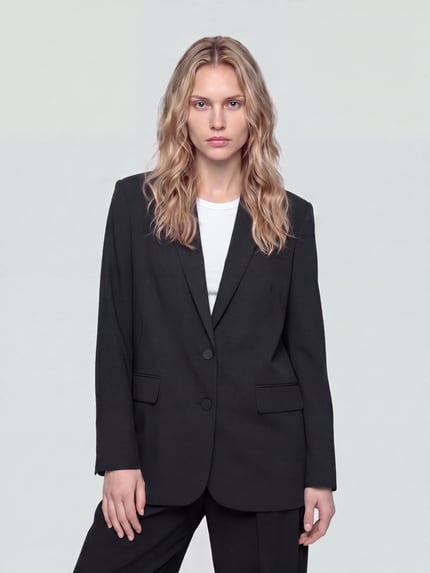 Jake*s Cocktail Regular Fit Longblazer mit Schulterpolstern Black 4