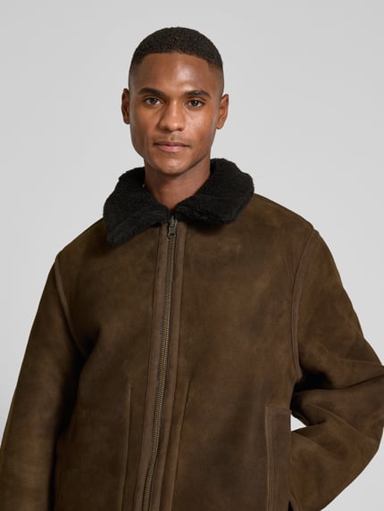 ANNARR Leren jack met ritssluiting, model 'ULFUR' Donkerbruin - 3