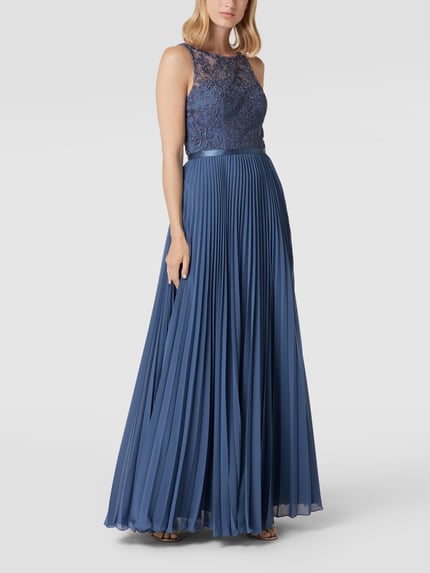 LUXUAR FASHION Abendkleid in Maxilänge mit floraler Spitze Blau 1