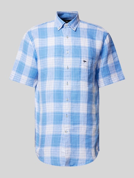 Fynch-Hatton Regular Fit Freizeithemd aus reinem Leinen Rauchblau Melange 2