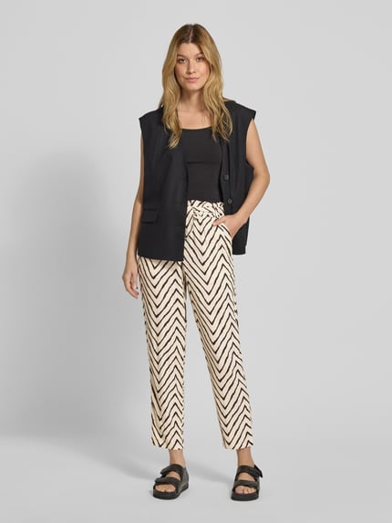 Tom Tailor Slim fit paperbagbroek van pure viscose Beige - 1