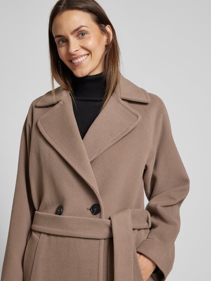 FUCHS SCHMITT Schurwollmantel mit Taillengürtel Taupe 3