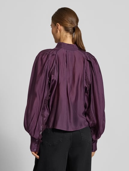 Cph Muse Regular fit blouse van lyocellmix met kant model 'MOLLY' Prune - 5
