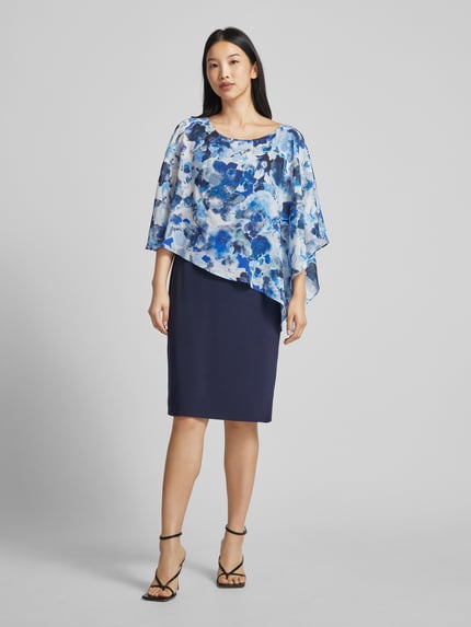 Vera Mont Knielanges Cocktailkleid im Double-Layer-Look Blau 1