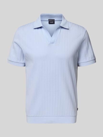 Produktfoto, Regular Fit Poloshirt mit V-Ausschnitt Modell 'Baronito' von JOOP! Collection, hellblau, Strukturmuster, Reine Baumwolle, Rückenlänge 69 cm bei Größe M