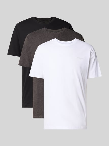 Tom Tailor T-Shirt mit Logo-Schriftzug im 3er-Pack Taupe 1