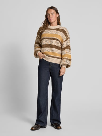 MSCH Copenhagen Sweter z dzianiny z mieszanki wełny lana model ‘Constance’ Musztardowy 1