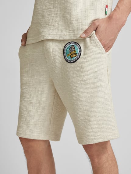 Carlo Colucci Regular Fit Shorts mit Label-Patch Beige 3