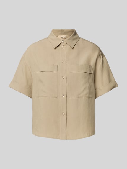 MOS MOSH Regular fit blouse met 1/2-mouwen, model 'Havannah Alexis' Lichtbruin - 2