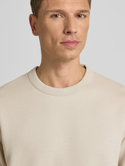 CK Calvin Klein T-shirt z Okrągłym dekoltem Model 'CRINKLE CREPE SPACER' Beżowy 3