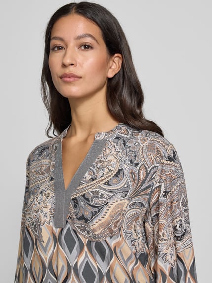 Betty Barclay Relaxed fit tuniekblouse van pure viscose, model 'September' Lichtgrijs - 3