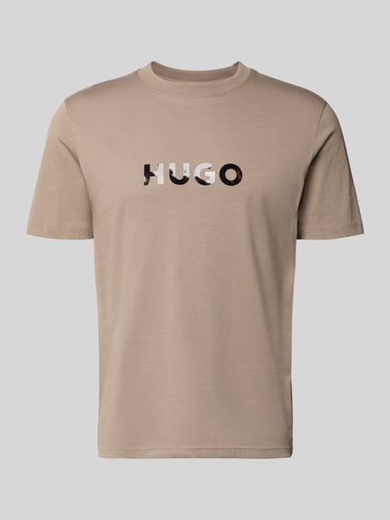HUGO krój regular fit t-shirt z czystej bawełny model 'DUMEO' Jasnobrązowy 2