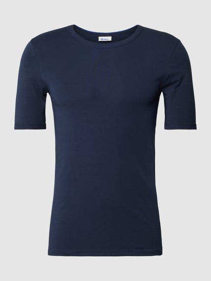 SCHIESSER T-Shirt mit geripptem Rundhalsausschnitt Modell 'REVIVAL' Dunkelblau 2
