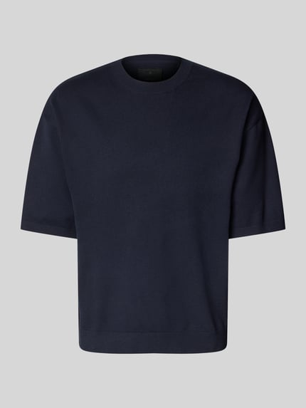 JACK & JONES Premium T-Shirt in Strick-Optik mit gerippten Abschlüssen Dunkelblau 2