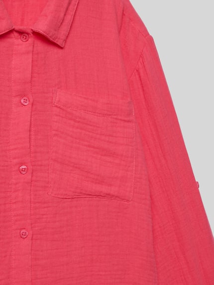 ONLY Bluzka koszulowa o kroju regular fit z czystej bawełny model ‘THYRA’ Mocnoróżowy 2