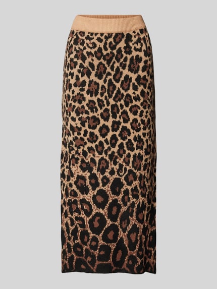 VERO MODA Spódnica midi z dzianiny z rozcięciem model ‘WHITNEY’ Camel 2