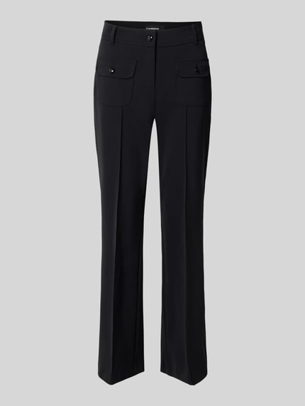 Produktfoto, schwarze Slim Fit Schmale Hose mit aufgesetzten Taschen Modell 'FARAH' von CAMBIO, Damen Hose, glatte Textur, klare Linien