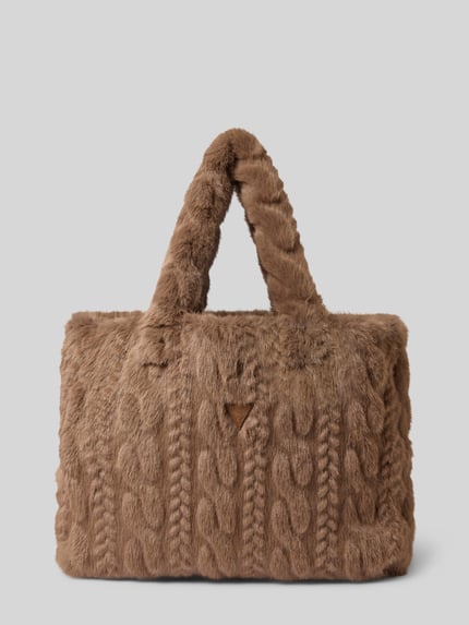 GUESS Schoudertas van imitatiebont met labeldetail Donkerbruin - 2