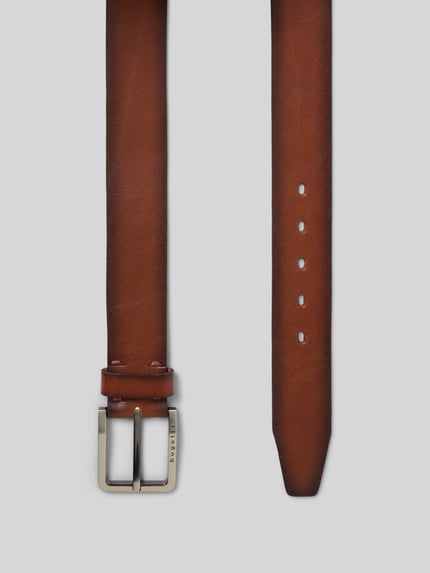 Produktfoto, Gürtel aus Leder mit Dornschließe Modell 'bugatti' von bugatti in Braun, klassische Form, echtes Rindsleder, Breite 4 cm