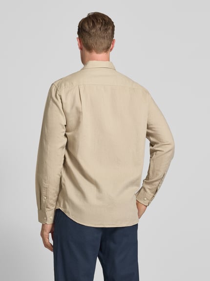 Selected Regular Fit Freizeithemd aus Leinen-Baumwoll-Mix Modell 'CLAY LINENBLEND' Sand 5
