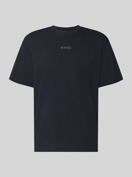 Produktfoto, czarny męski t-shirt z bawełny, prosta forma, gładka faktura, Relaxed Fit T-Shirt aus reiner Baumwolle Modell 'TEE 10' von BOSS Green